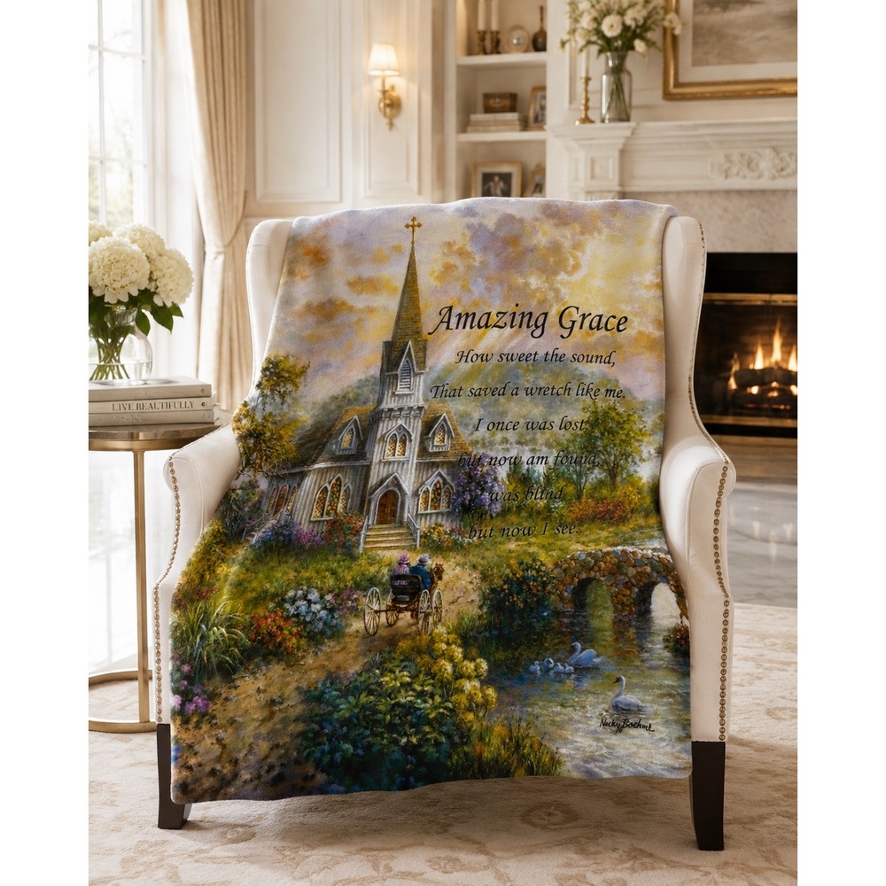 NEW $99.99 Virah Bella Nicky Boehme Amazing Grace Tapestry Throw Blanket 50x60